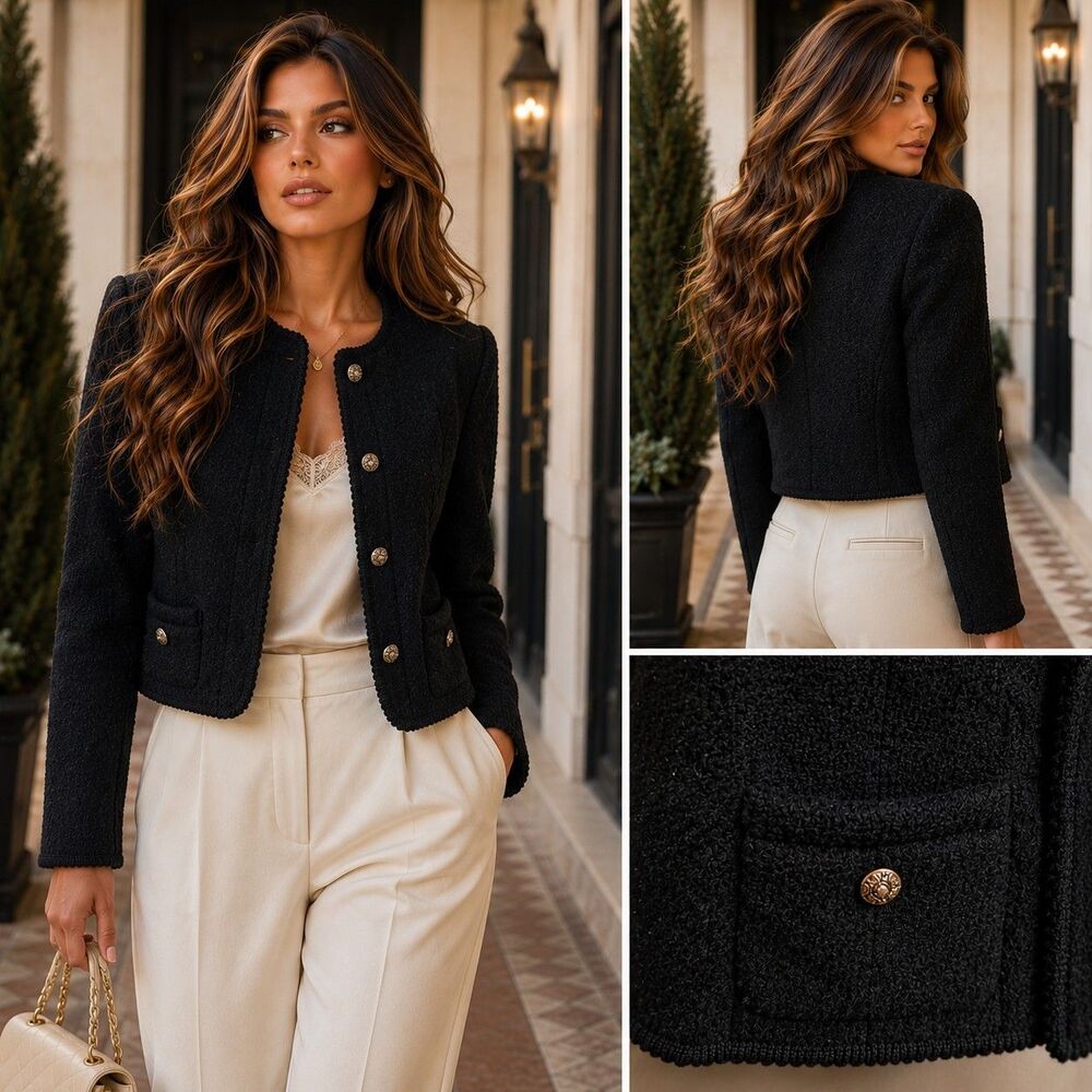 VTG Allen Solly Virgin Wool 4P Blazer Jacket Quiet Luxury Preppy Dark Academia